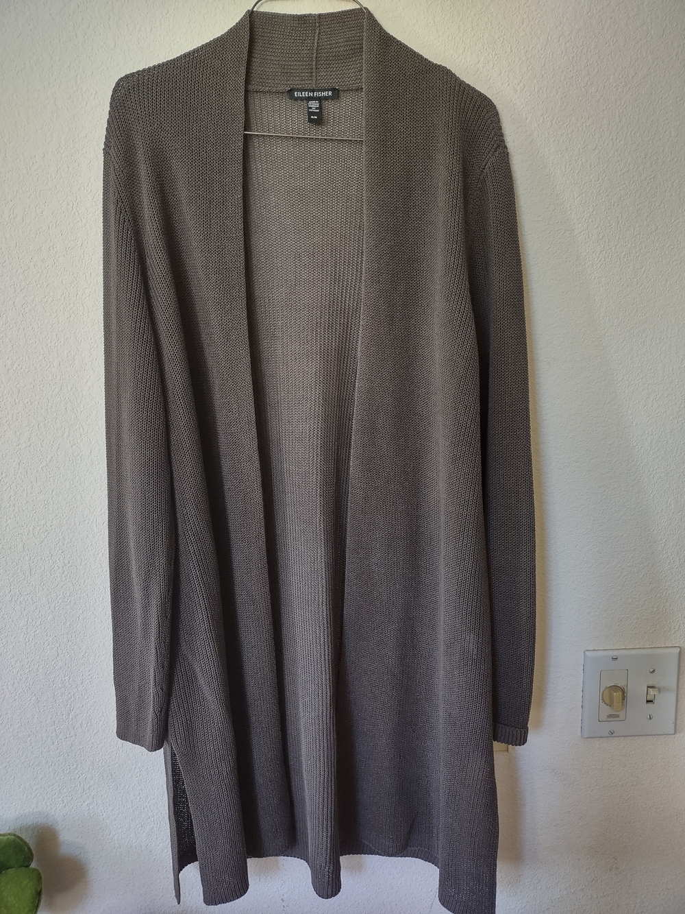 Eileen Fisher Open-Front Longline Cardigan - Taupe